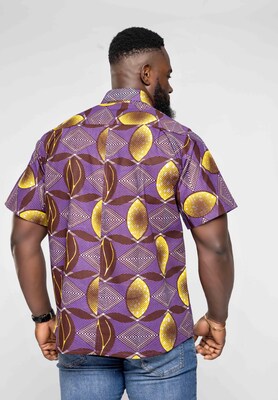 African Men Short Sleeves Shirt Made with African Wax Prints - image3